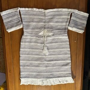 TOBI | Off-Shoulder Striped Mini Dress w/ Scrunch Tie Front Cut Out | Sz:M